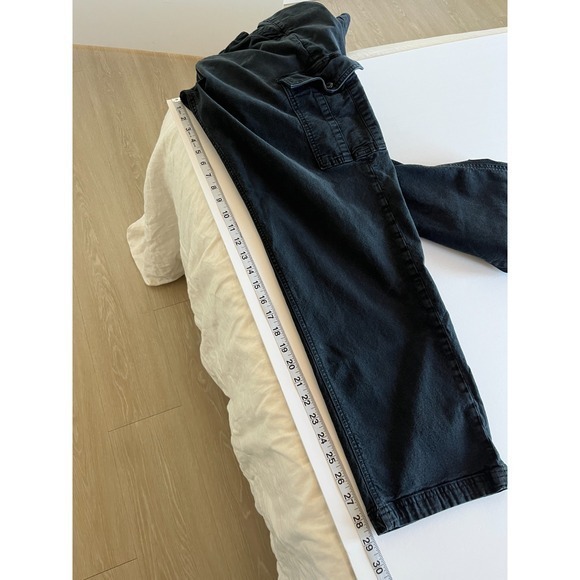 American Eagle Jeans Womens 12 Black Cargo Y2K Street Stretch Elastic Waist - Picture 10 of 12